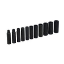 Juego de 11 dados largos de impacto de 1/4plg x 5 a 15mm 6ptas.