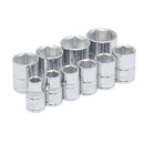 Juego de 10 dados cortos de 3/8 x 5/16plg a 7/8plg 6ptas.