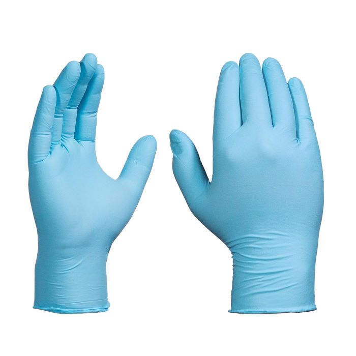 Guantes lisos de nitrilo sin polvo desechables caja con 100 talla XL.