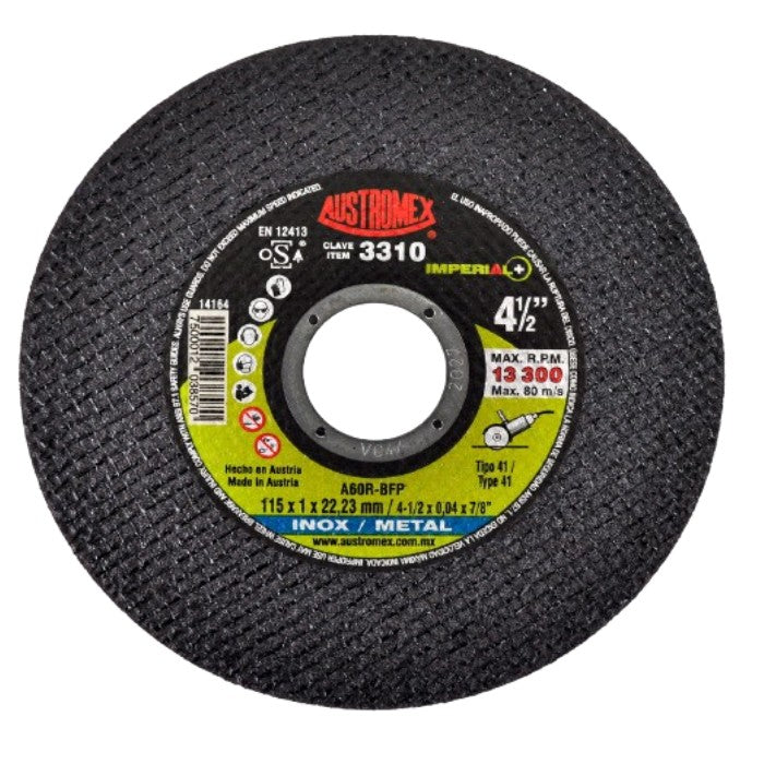 Disco de corte para acero inoxidable de 4-1/2 x 0.04 x 7/8plgs.