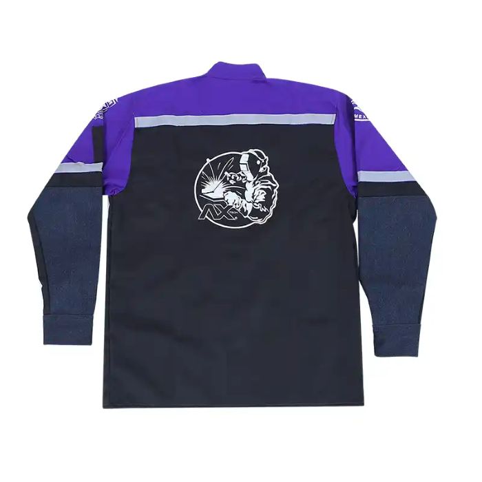 Camisola negra/morada con antirreflejante para soldador talla 2XL