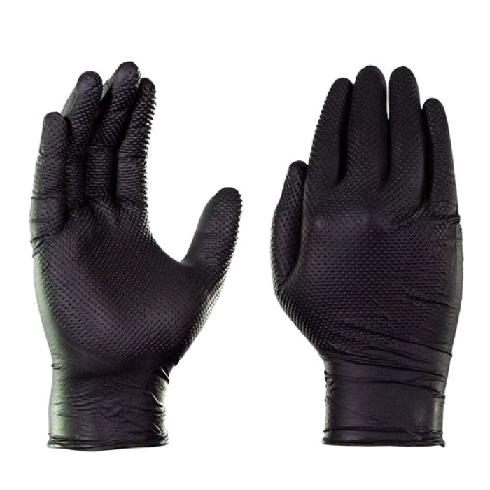 Guantes de nitrilo grado industrial sin polvo desechables caja con 100 talla M.