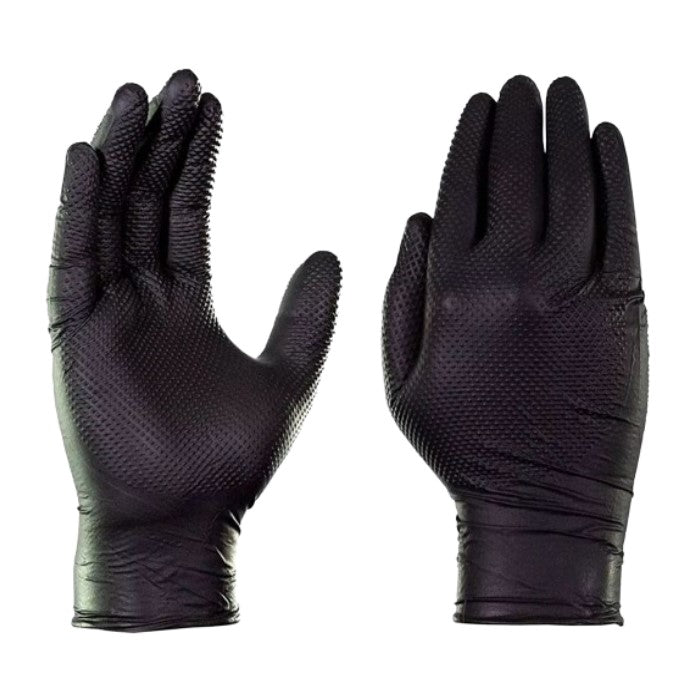 Guantes de nitrilo grado industrial sin polvo desechables caja con 100 talla XXL.