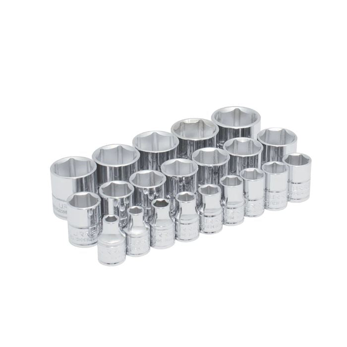 Juego de 21 dados cortos métricos de 3/8plg x 6 a 26mm 6tas.