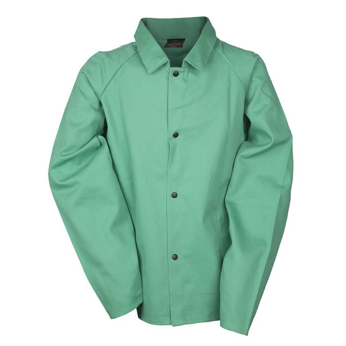 Chamarra verde de algodón resistente al fuego de 30" talla XL