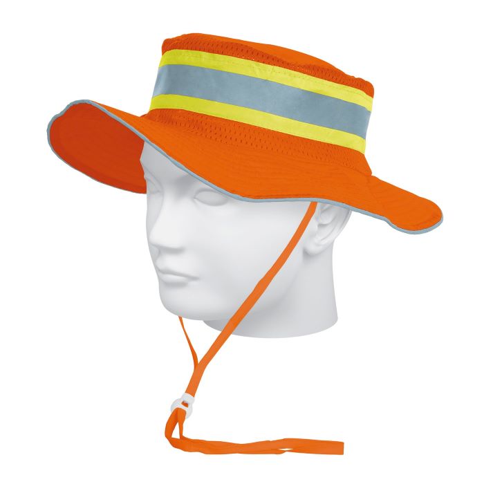 Sombrero naranja alta visibilidad con reflejante.