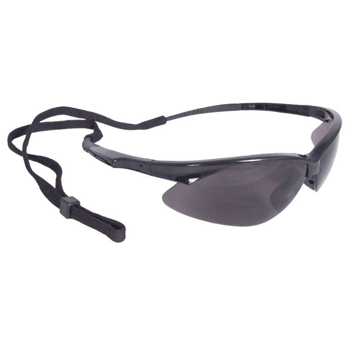 Lentes de protección con marco negro y mica obscura con cordón
