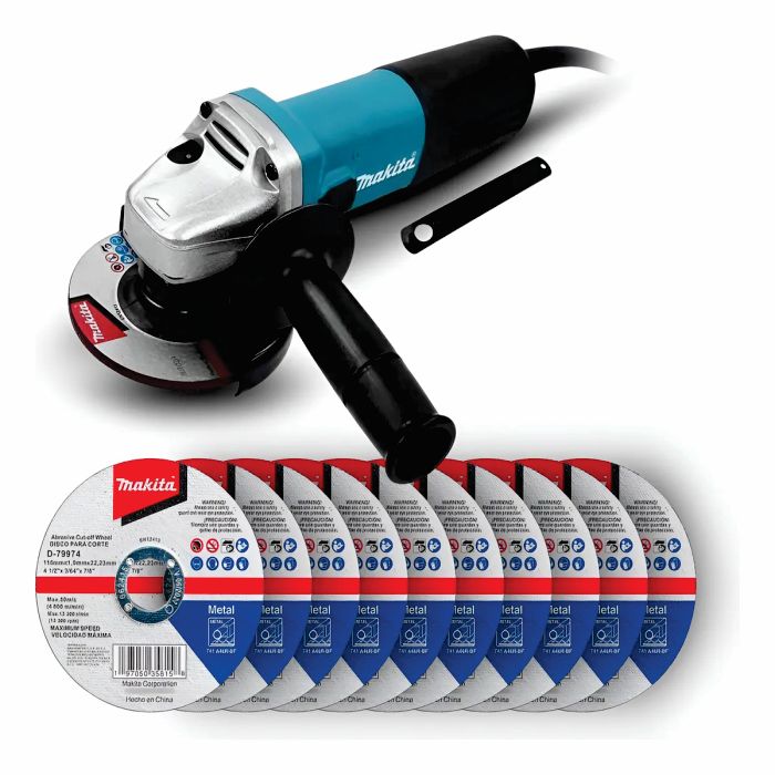 Mini esmeriladora angular eléctrica 4-1/2plgs 840w + 10 Discos 