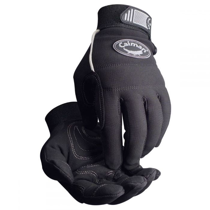 Guantes de piel sintética con spandex en palma talla XL.