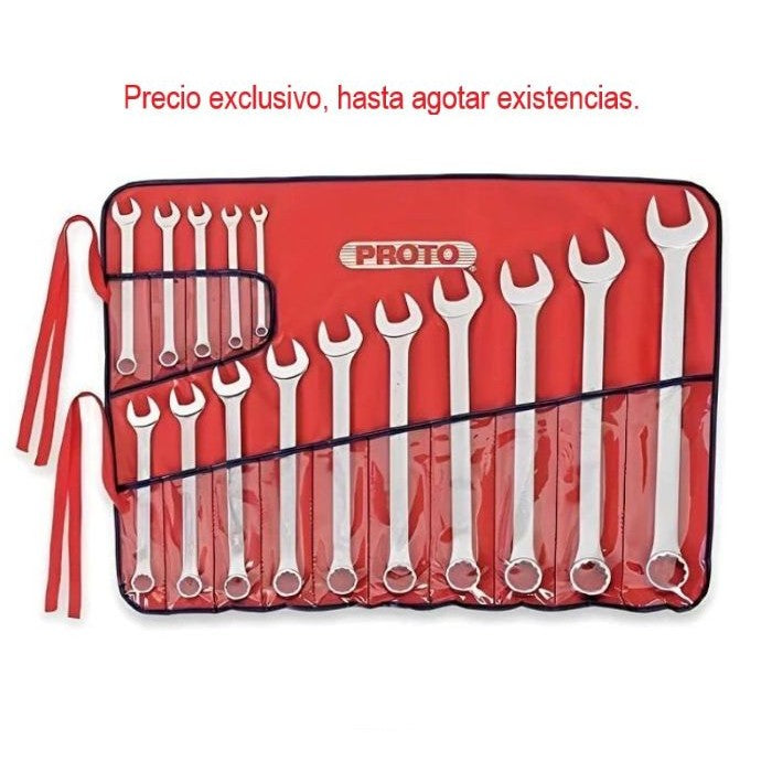 Juego de llaves combinadas con 15 pzs de 12 pts.