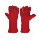 Guantes para soldar rojos con borde gris unitalla.