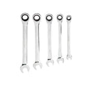 Juego de 5 llaves combinadas métricas con matraca de 8 a 14mm 12pts.