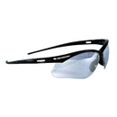 Lentes de protección con marco negro y mica espejo azul con cordón