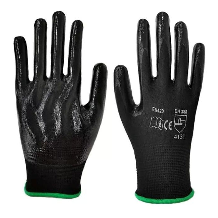 Guantes de nylon con cubierta de nitrilo talla L