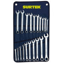 Juego de 20 llaves combinadas pulgadas y métricas de 1/4-7/8plg y 8-18mm 12pt.