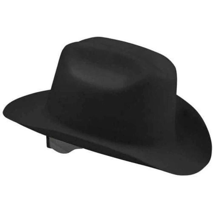 Casco sombrero negro western con suspensión de matraca