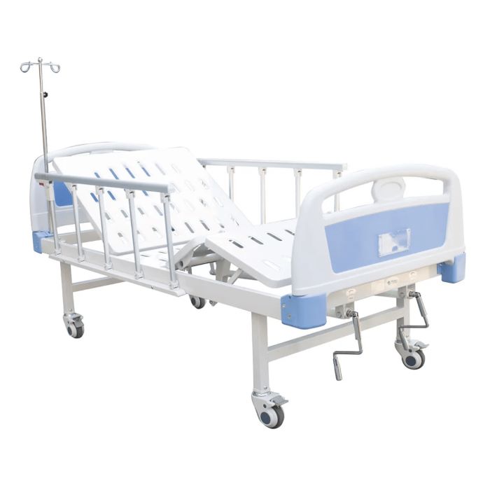 Cama hospitalaria manual con porta suero