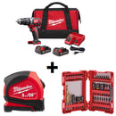Kit de taladro percutor/destornillador compacto M18™ de 1/2" + 40 brocas + Flexometro magnetico