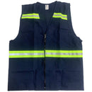 Chaleco de Tela Azul Marino con Bolsas y Reflejante Talla CH