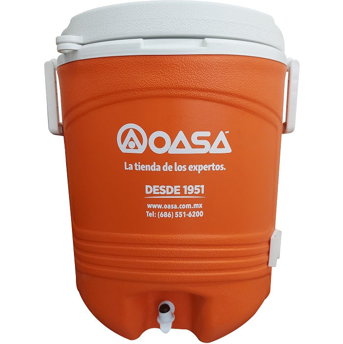 Thermo 10 galones con grifo, logo OASA