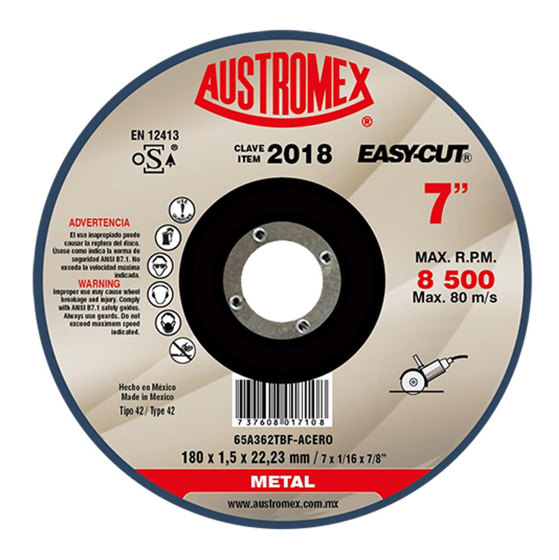 Disco para corte 7 X 7/8 plg AUS-2018 Austromex