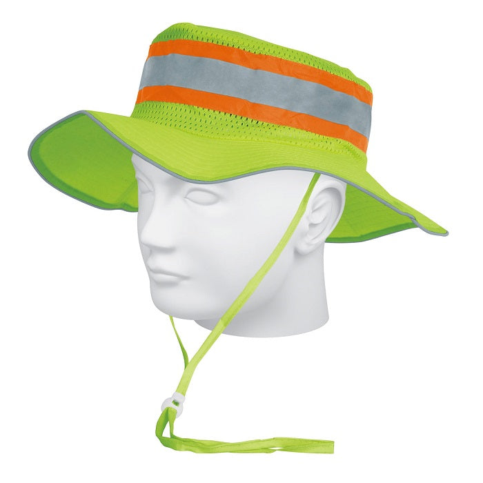 Sombrero verde alta visibilidad con reflejante.